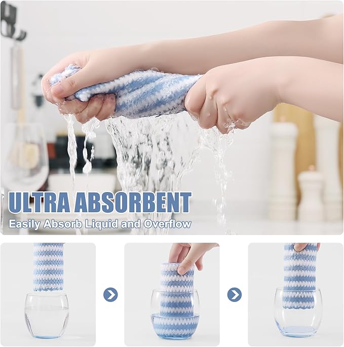 Homaxy Kitchen Towels, Ultra Soft and Absorbent Dish Towels, Reusable Fast