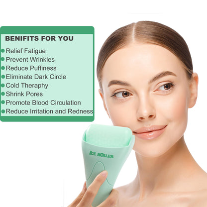 Ice Roller for Face and Body Massage, Facial Roller Skin Care Tool for Reduce Wrinkles and Puffiness, Migraine Pain Relief and Skin Tighten, Cold Therapy for Cooling and Calming(Green)