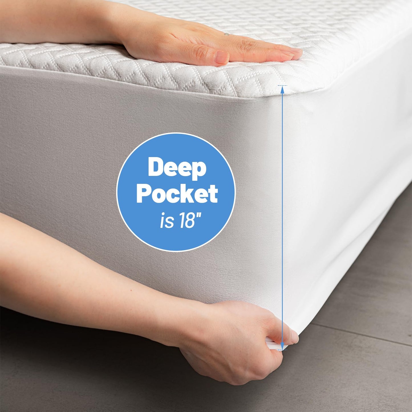 Premium Bamboo Mattress Protector – Queen Size, Waterproof, & Ultra Soft Breathable Noiseless Washable Bed Mattress Cover for Comfort & Protection MC02QUEEN-T