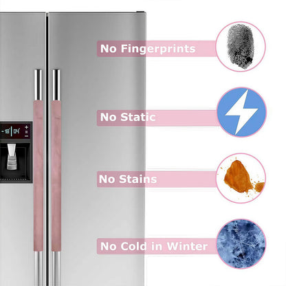3PCS Refrigerator Door Handle Covers Kitchen Decor Keep Appliance Clean Anti-Static Stains for Fridge Dishwashers Velvet (Pink)