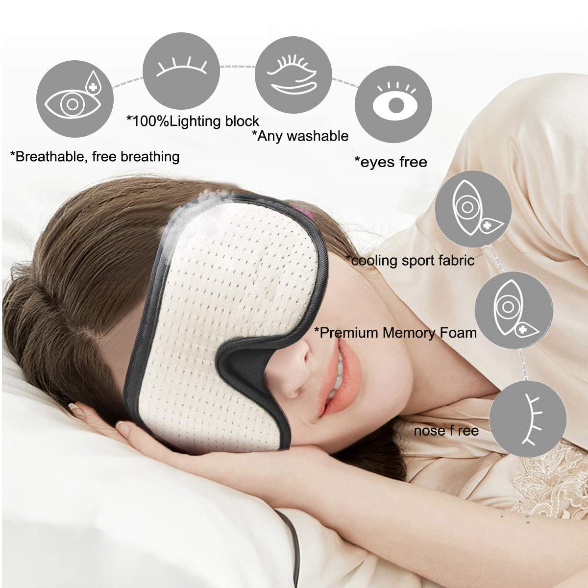 LEEKEN 3D Sleeping Eye Mask - 100% Lights Blockout Sleep Mask for Men Women, Cool Sports Fabric Eye Cover for Travel/Nap/Night Sleeping,Comfortable and Breathable… (mesh-Grey)
