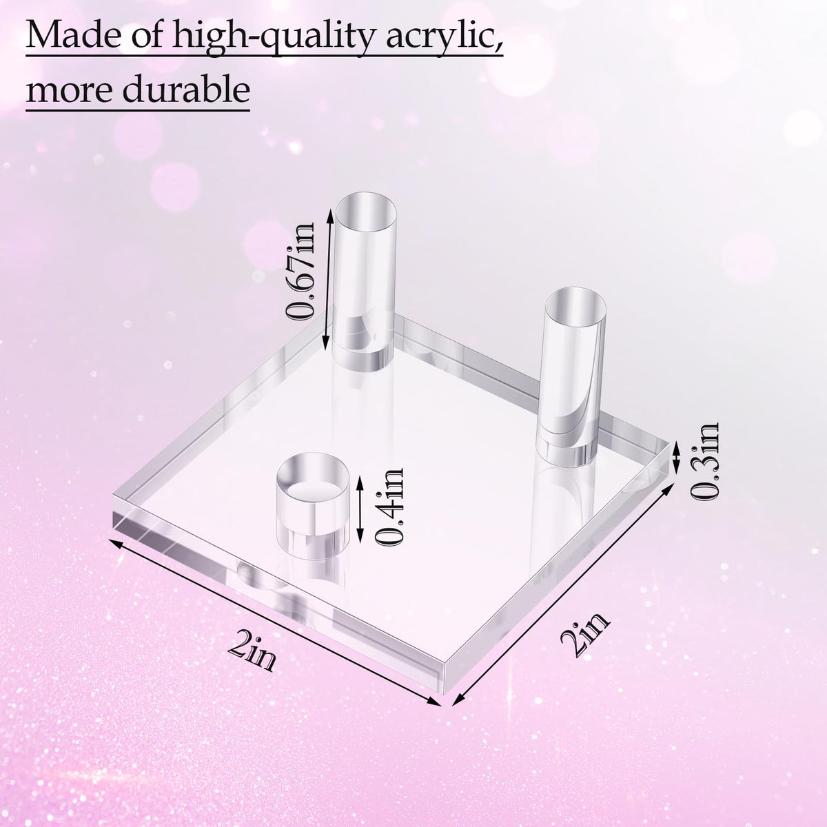 Weysat 8 Pcs Rock Display Stands Geode and Mineral Display Stands 3 Peg Acrylic Crystal Easel Holder for Agate Fossil Coral Small Collectibles(2 x 2 x 0.3 Inch)