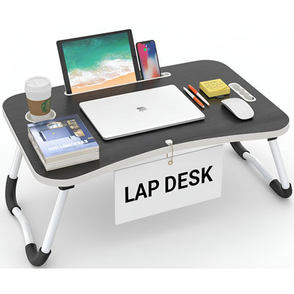 MAVOCRAFT Laptop Desk for Bed - Lap Desk for Sofa & Bed Desk - 23 x 15 Lap Tables for Adults & Kids - Suitable Tablet and Laptop Stand for Bed - Include iPad Slot and Cup Holder (Dark Grey)