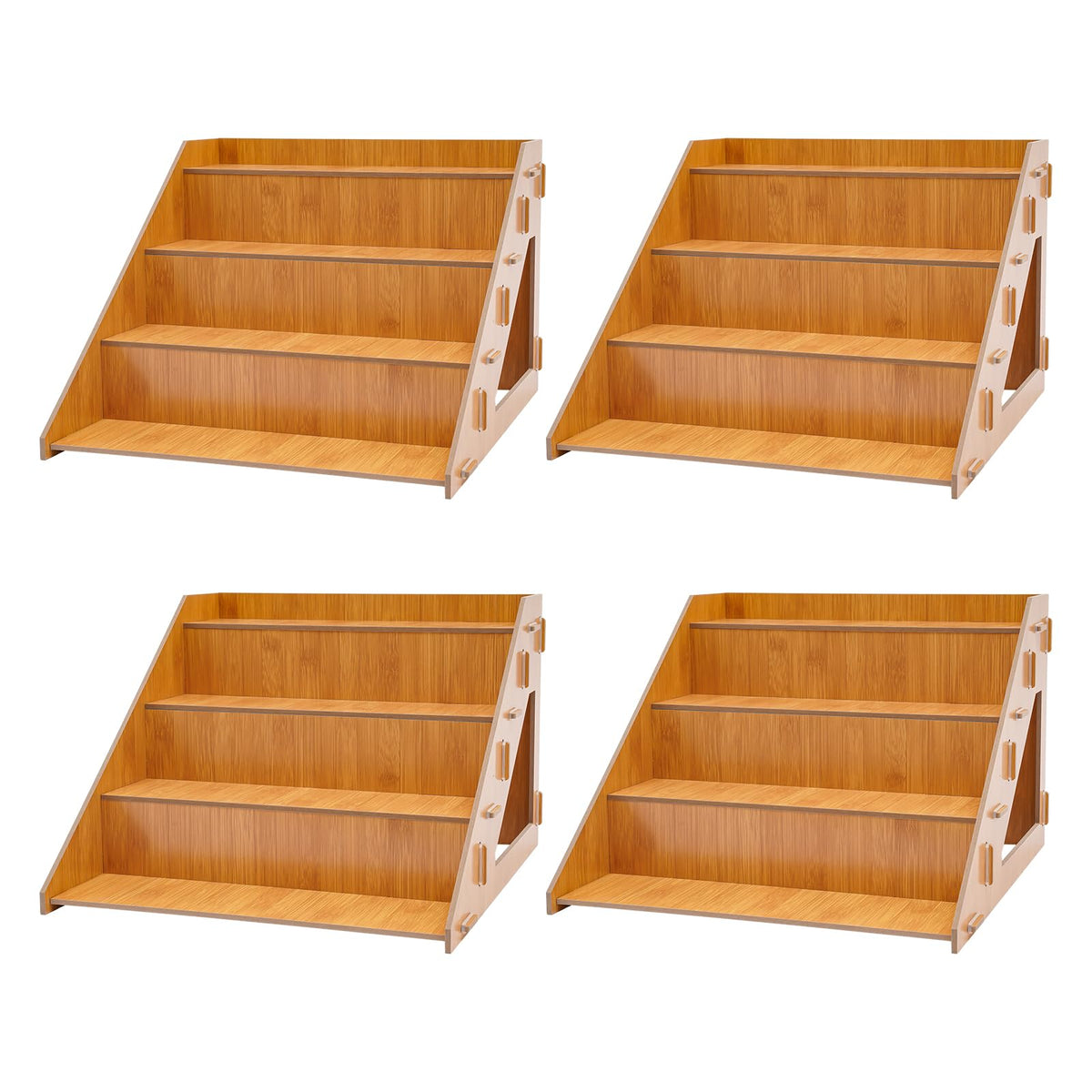 CTYSZZA 4Pcs 4-Tier Cupcake Stand , Wooden Display Stand, Tiered Retail Display Rack Market Craft Fair Display Rack Candle Soap Display Stand for Home Party Store