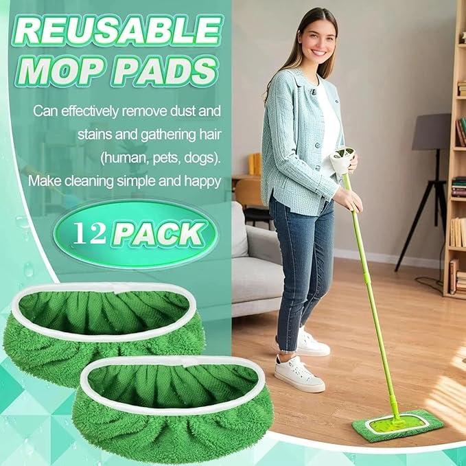 6-Pack Reusable Coral Fleece Mop Pads Washable Wet Mopping Cloths and Dry