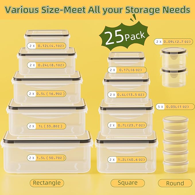 50 PCS Food Storage Containers