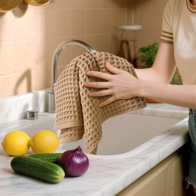 Jacquotha Waffle Bathroom Hand Towels 5-Piece – Cotton, Lightweight, Lint Free