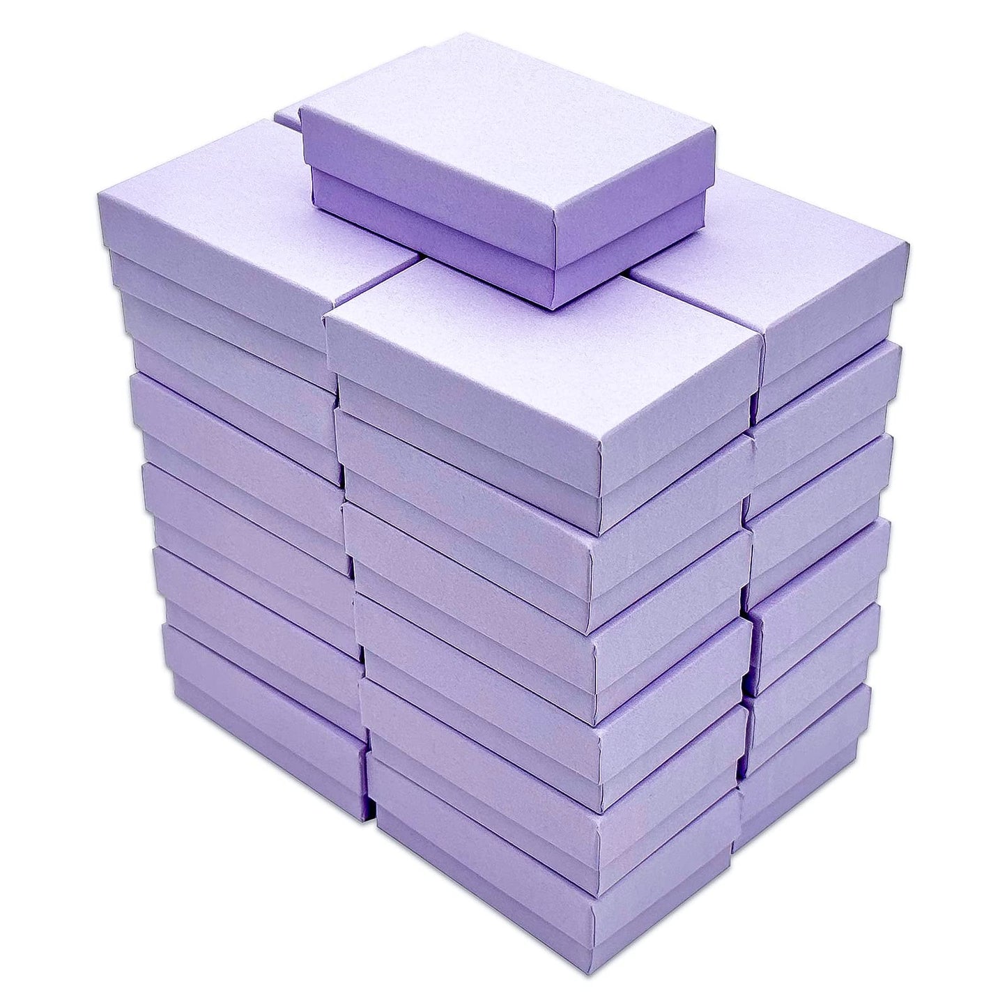 The Display Guys - 25-pack #21 Cotton Filled Cardboard Kraft Paper Jewelry Boxes Gift Cases - Light Lavender (2.6" x 1.6" x 1.0")