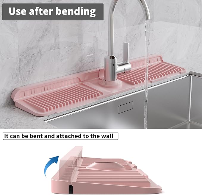WAFT YEARN 24X5 Inch Silicone Durable Faucet Mat Kitchen Sink Splash Guard
