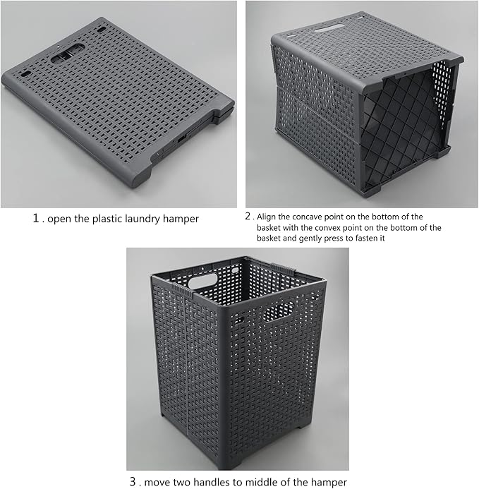 Kekow 1-Pack 42 L Plastic Collapsible Laundry Basket