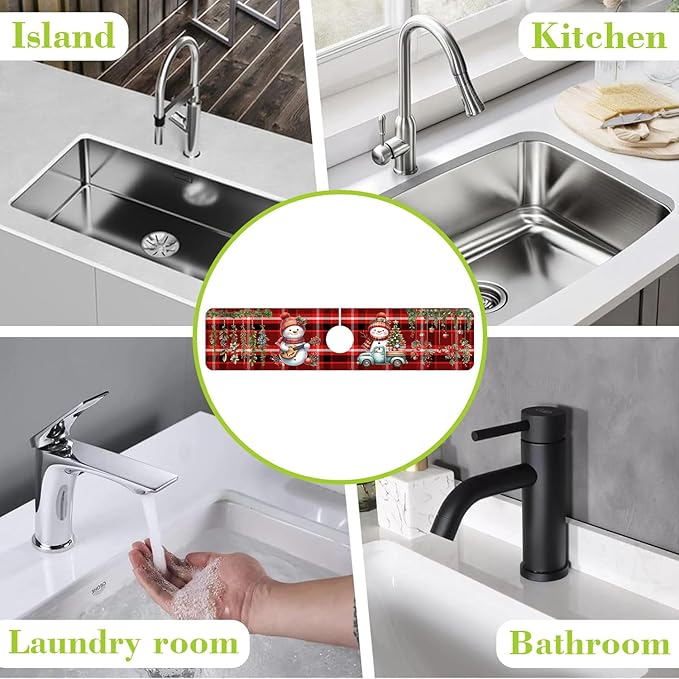 Chrismas Sink Faucet Absorbing Mat Christmas Sink Splash Guard Drying Mat