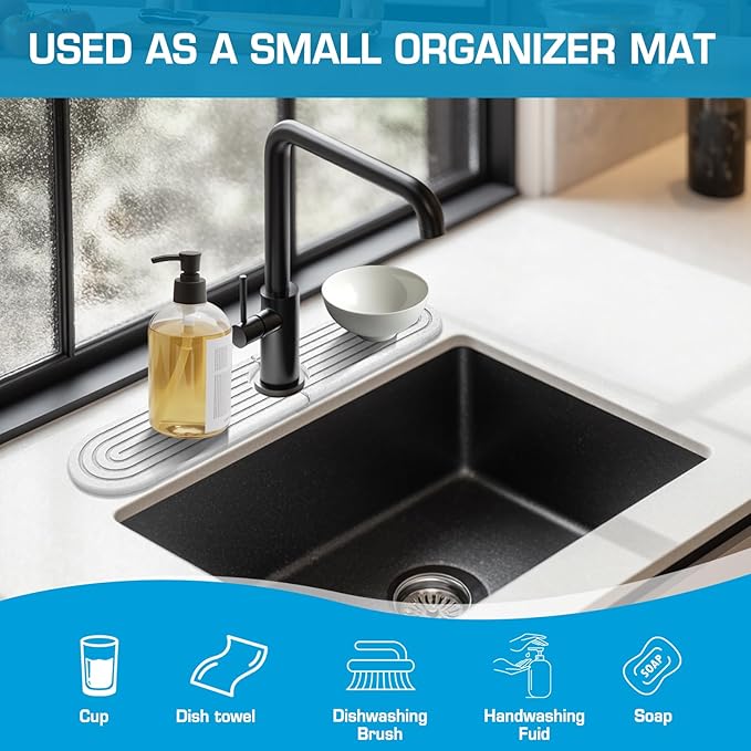 Diatomite Stone Faucet Mat For Kitchen Sink-Absorbent Fast Drying Stone Sink