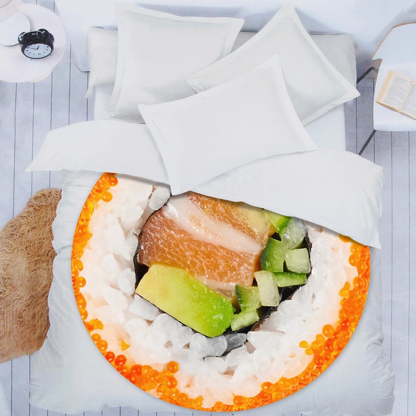Sushi Funny Blanket Novelty Throws Soft Cozy Cute Flannel Round for Nap, Home Decor, Party. Kids Child Gift 59 Inches