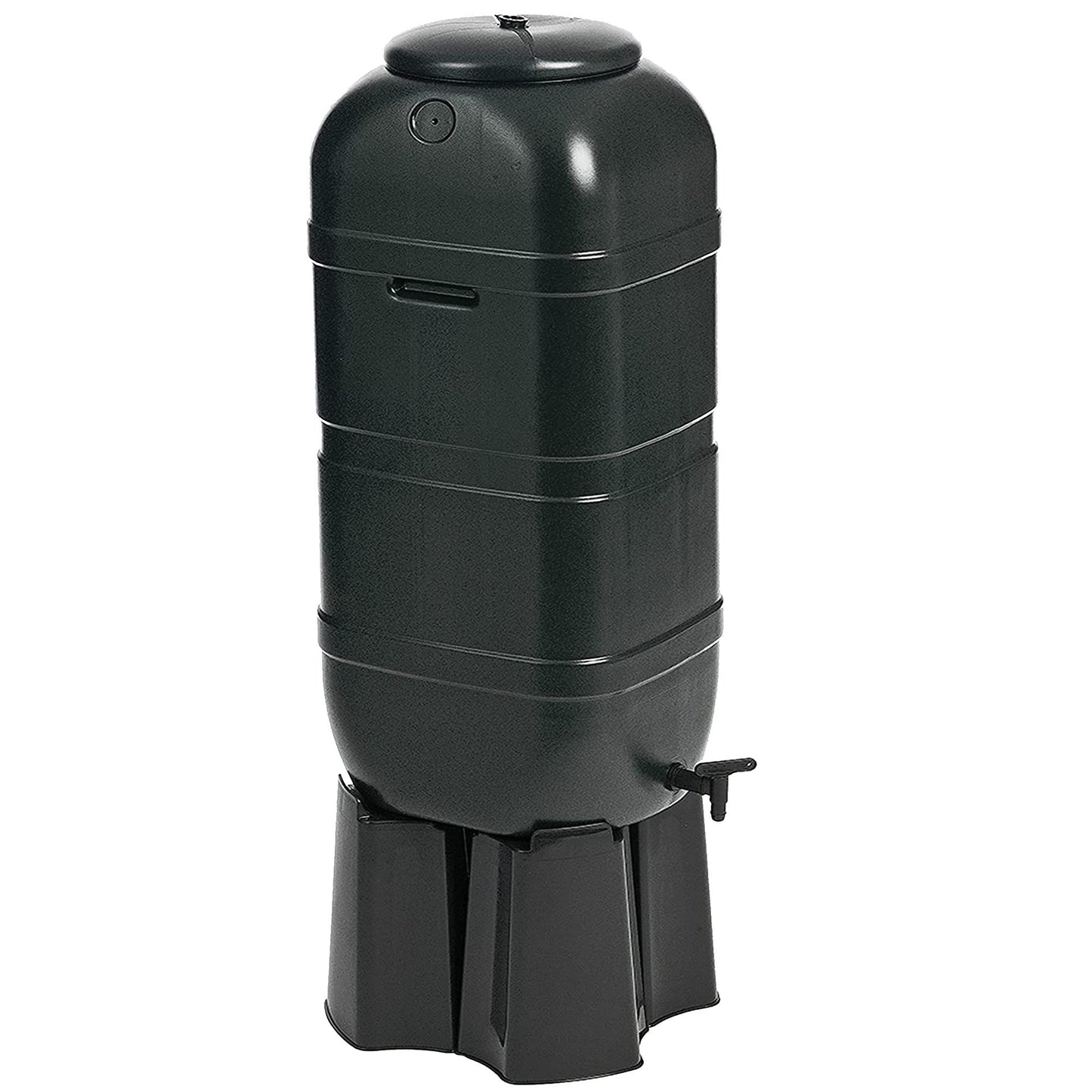 100L Black Slimline Space Saver Water Butt Kit Complete with Stand, Lid and Diverter Rain Saver For Gardens & Decking Areas