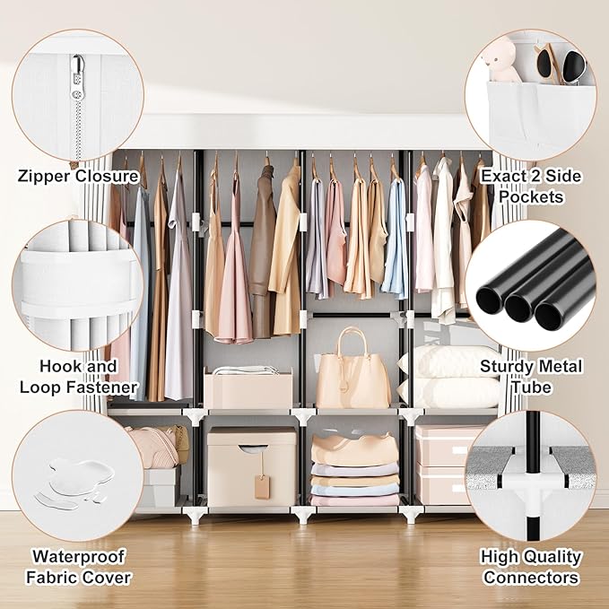 VTRIN Portable Closet for Hanging Clothes 67 Inch Wide Large Capacity Portable