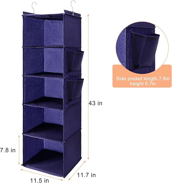 BOOMIBOO Hanging Closet Organize and Shelves, 5-Hanging Shelf