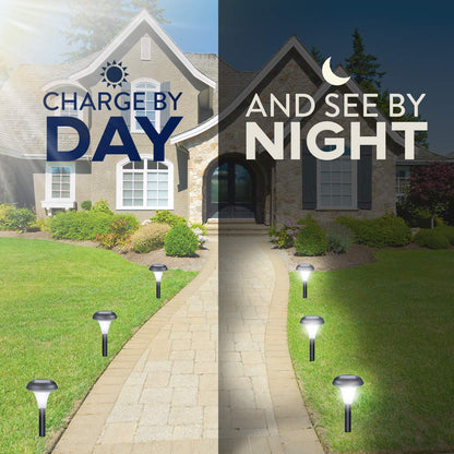 Solar Garden Lights for Outdoor – 10 Brightest Light Set - Transform Your Paths, Garden, Flowerbeds, Borders and Drive - Easy NO Wires Install - Double Waterproof Seal - Stylish Design and 30cm Tall