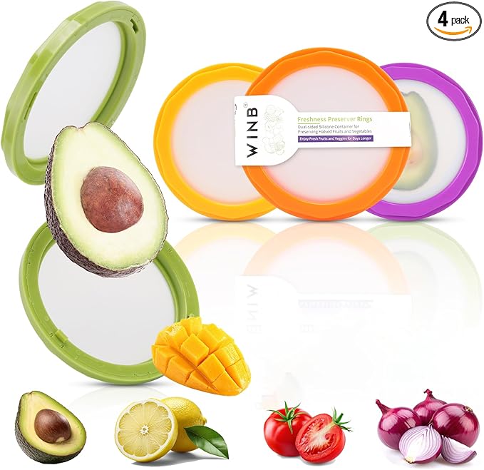 Winb Avocado Saver & Onion Storage Set of 4 Reusable Fruit and Veggie Savers