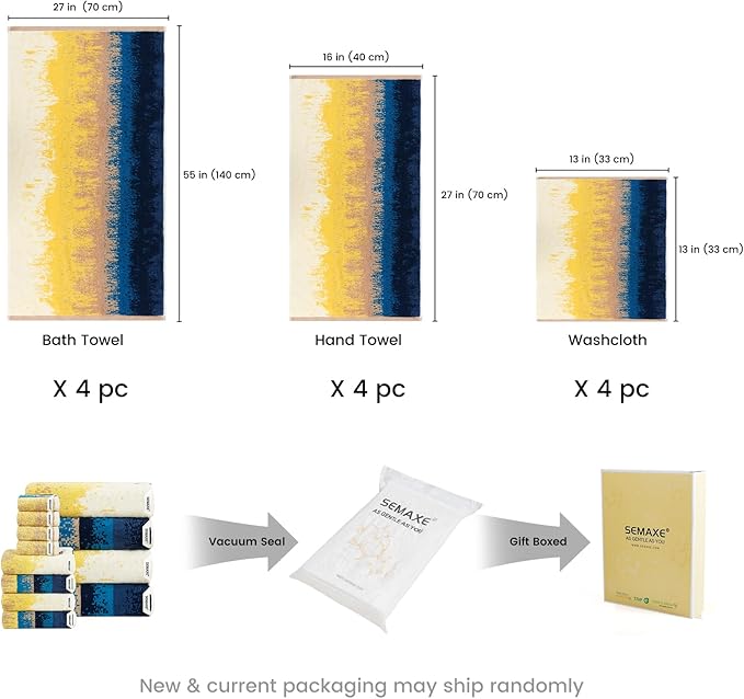 SEMAXE 12-Piece Family Bathroom Towel Set