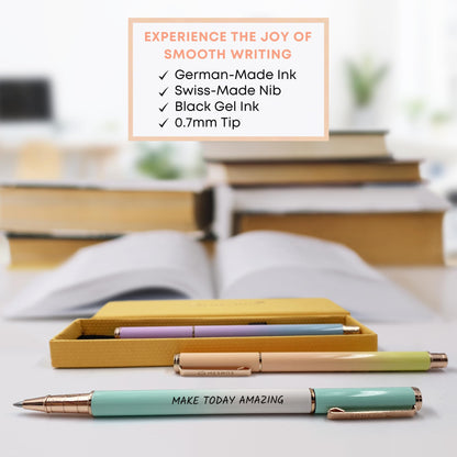 MESMOS 3pk 0.7mm Fine Point Gel Ink Pen Set, Boss Lady Inspirational Gifts for Women, Journaling Pens for Women, Gifts for Friends Female, Aesthetic Fancy Nice Black Gel Planner Pens