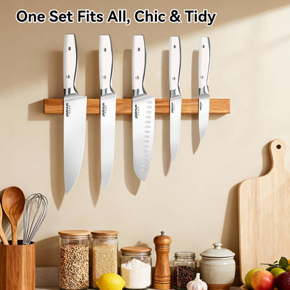 Kitchen Knife Set of 5,Professional Chef knife High Carbon Stainless Steel White Chefs Knives for Home Cooking, Includes Chef, Santoku, Boning, Utility, Peeling Knives with Gift Box