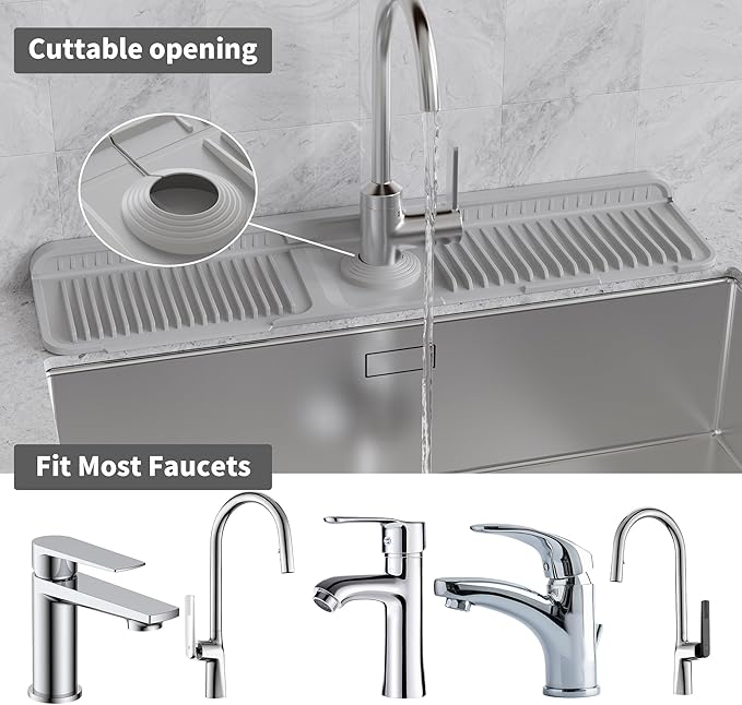 WAFT YEARN 24X5 Inch Silicone Durable Faucet Mat Kitchen Sink Splash Guard