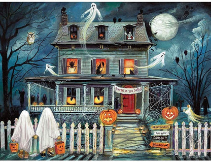 Bits and Pieces – 500 Piece Jigsaw Puzzle for Adults – Enter If You Dare - Haunted House Halloween Trick or Treat Jigsaw Puzzle by Artist Ruane Manning, Completed Puzzle Size: 18" x 24"