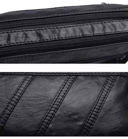 WuXingMeiLi Water Soft PU leather Purses and Shoulder Handbags for Women Crossbody Bag Cross Body Messenger Bags (Black T2)