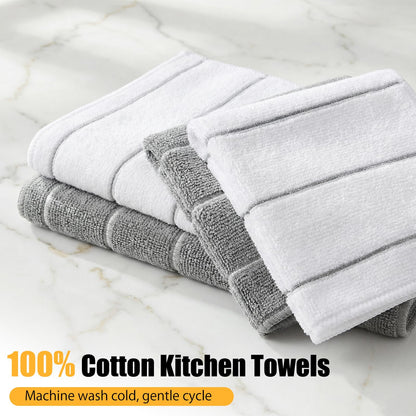 Oven Mitts Kitchen Towels Dishcloths with Pot Holders Sets 12pcs Dish Towels Sets Oven Gloves Pot Pads Heat Resistant 500 Degrees with Non-Slip Silicone Surface for Cooking Baking Grilling
