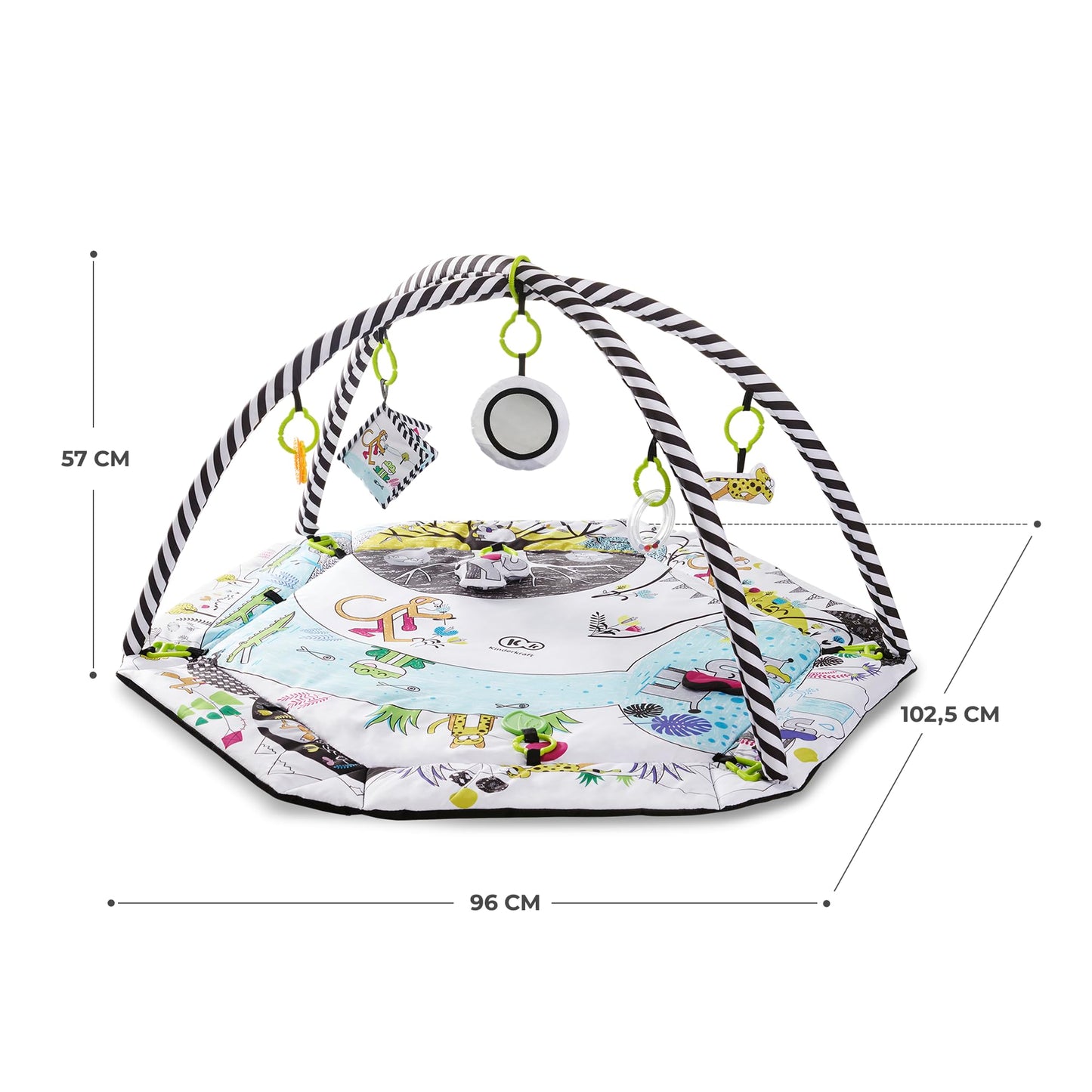 Kinderkraft Baby Playmat SMARTPLAY, Educational Mat, Activity Play Gym, with Ajustable Fitness Frame, Playpen Function, Accessories, Hanging Rattle, 5 Toys, 30 Balls, for Newborn, Suitable from Birth