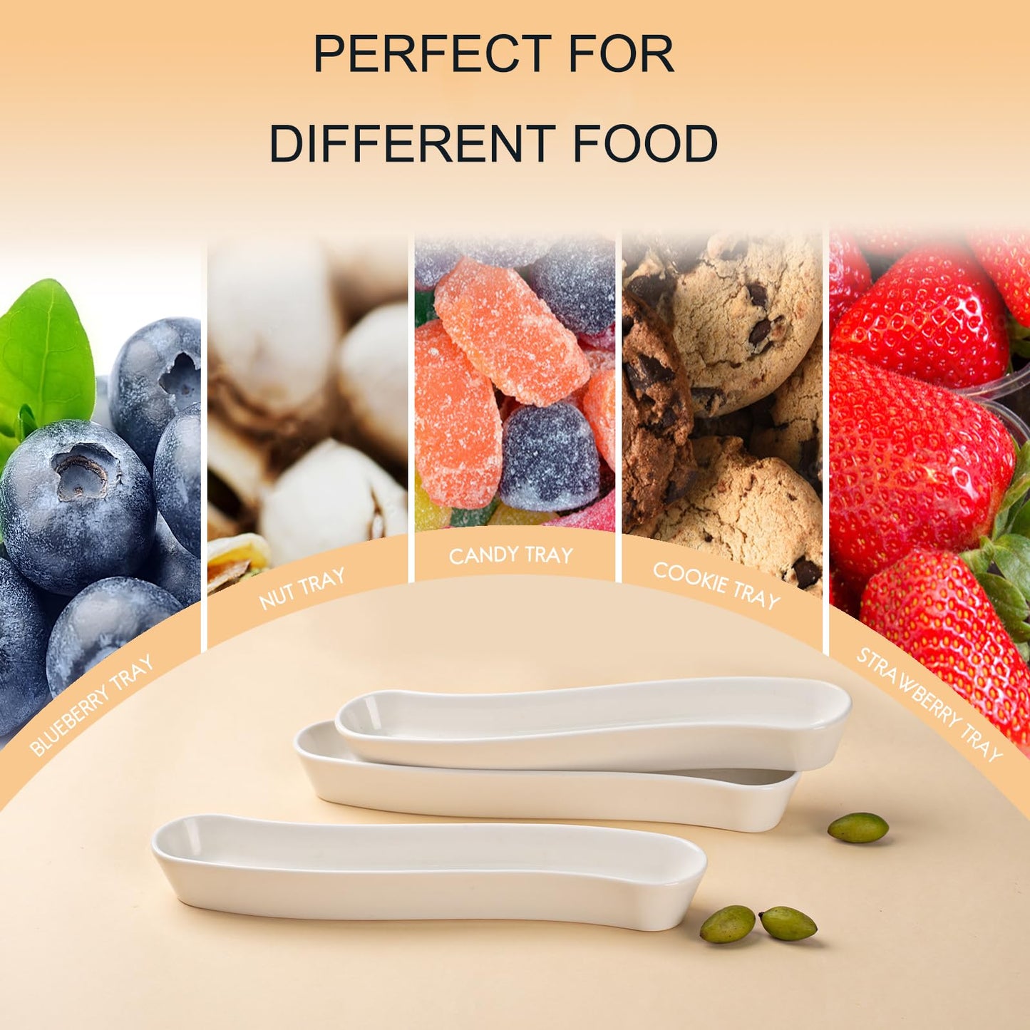 Dizada Olive Plates 3-Pack 12" - White Porcelain Long Arc Boat Trays, Ceramic Appetizer Platter for Charcuterie, Snacks, Entertaining, Dishwasher Microwave Oven Safe