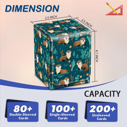 CAPAUNVDA Card Deck Box for MTG Commander Trading Cards with Magnetic Closure,Premium Card Storage Box Case Cover for MTG TCG CCG Magic Cards,Otter Animal Pattern