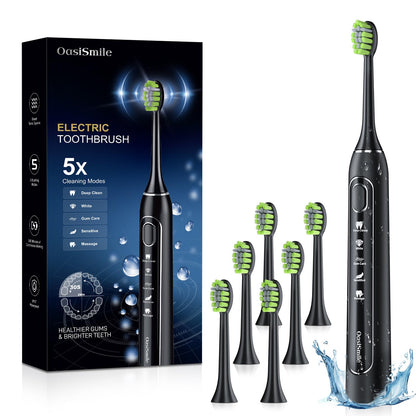Sonic Electric Toothbrush for Adults: Deep Cleaning for Travel & Sensitive Teeth – Rechargeable Toothbrush with 6 Brush Heads, 42000 VPM, 5 Modes, 100 Days Battery Life for for Home Family