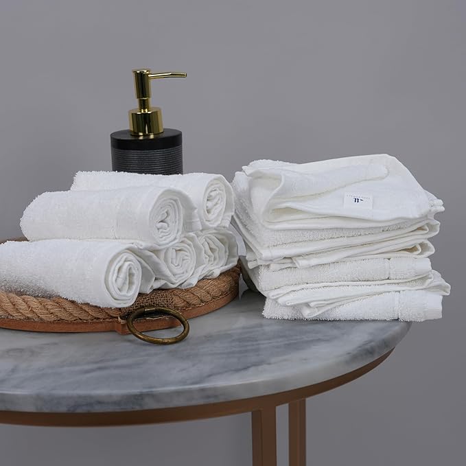 Tens Towels Pack of 12 Washcloths, 12 x 12 Inches, Lighter Weight, Quick to Dry