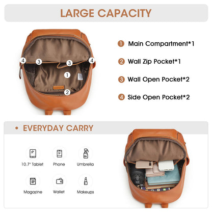 Kattee Women Real Leather Backpack Anti-Theft Rucksack Fashion Shoulder Bag Purse Fits 11inches Tablet