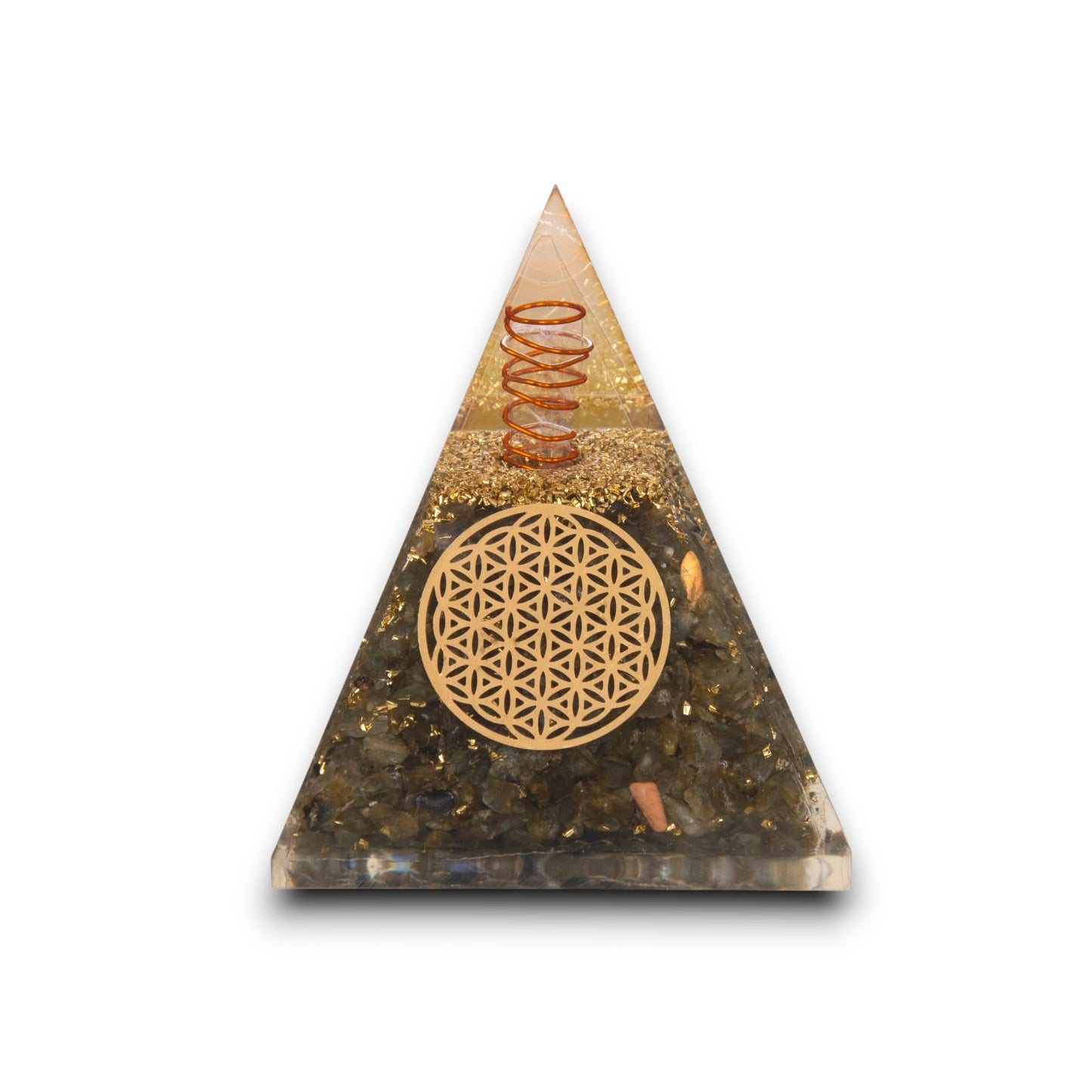 Agate Mart Labradorite Orgonite Pyramids with Black Tourmaline Pendant - Harmonizing Energy and Healing Enhancement