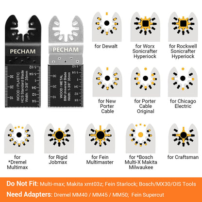 PECHAM 24PCS Oscillating tool Accessories Universal Wood Metal Oscillating Multitool Quick Release Tool Kits Fit Fein Multimaster, Ryobi, Milwaukee, Bosch, Dremel, Dewalt, Rockwell, Makita More