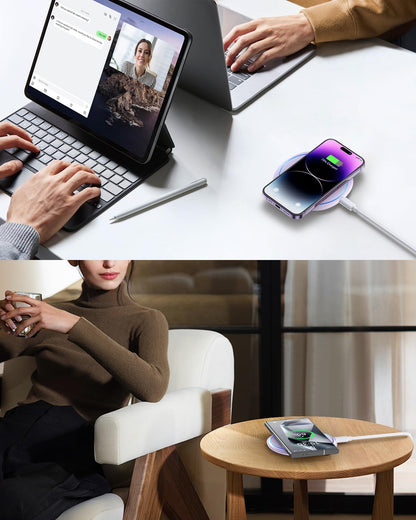 NANAMI 10W Max Wireless Charger Pad, Fast Charging Compatible with iPhone 17/16/15/14/13/12/11/SE Series, Samsung Galaxy S26/S25/S24/S23/S22/S21/S20, AirPods 2/3 - Adapter Required (Sold Separately)