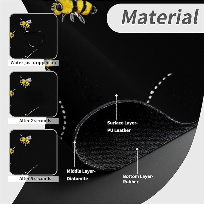 Kitchen Sink Splash Guard，sunflowers-and bees- Faucet Mat Sink Gadgets-Super