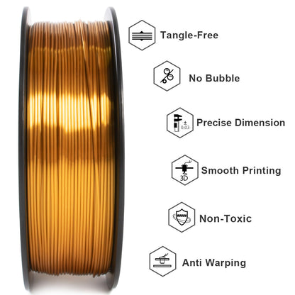 PLA Filament 1.75mm, Silk Style Filament, Geeetech 3D Printer Shine PLA Filament,1kg per Spool,Silk Gold