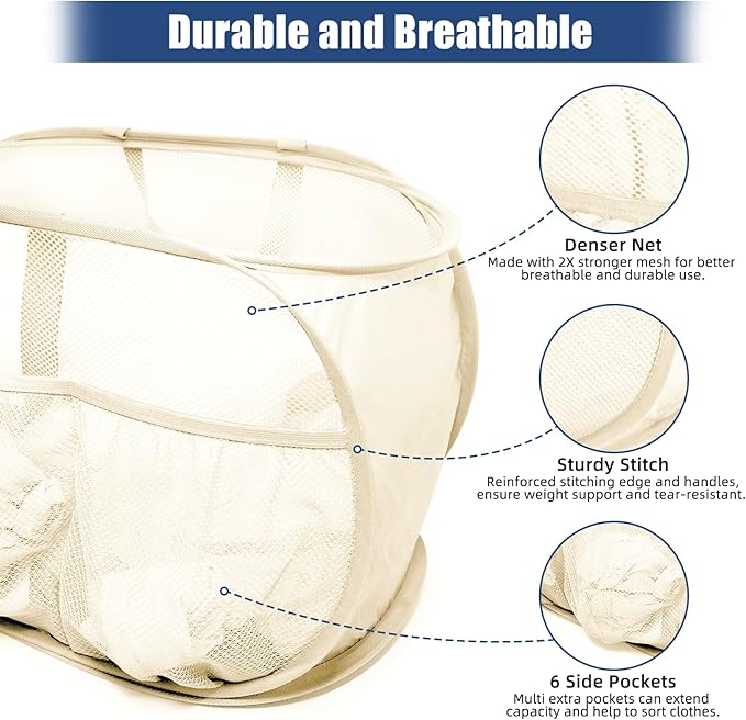 Collapsible Laundry Baskets, Upgrade Pop Up Laundry Hamper