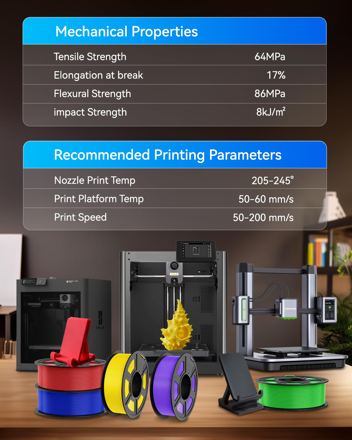 JAYO PLA+ Filament 1.75mm, PLA Plus 3D Printer, Neatly Wound Filament, Dimensional Accuracy +/- 0.02 mm, 1.1 KG Spool(2.42 LBS), Wood Farbe