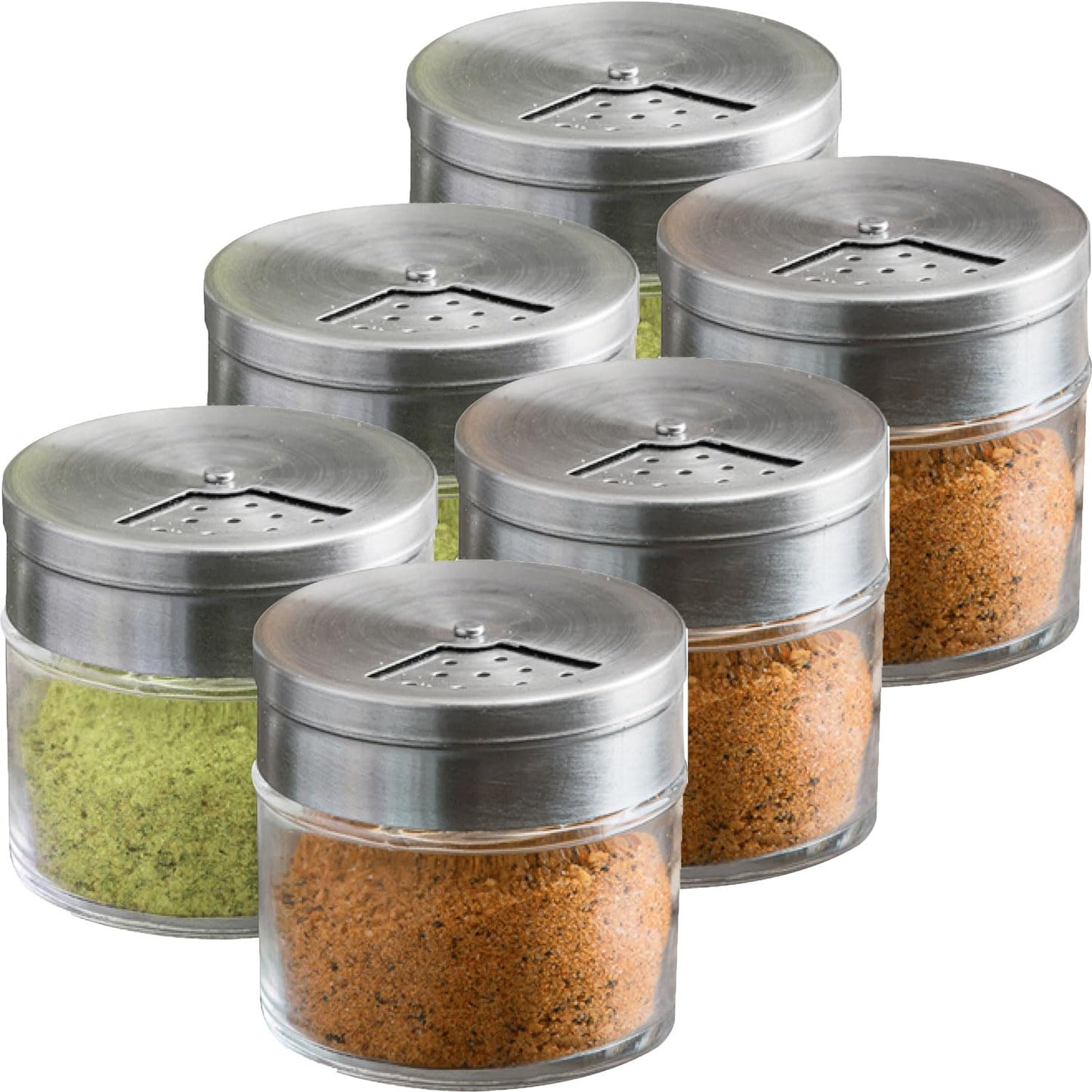 6-Pack 3oz Glass Spice Seasonings Shaker With Adjustable Lid