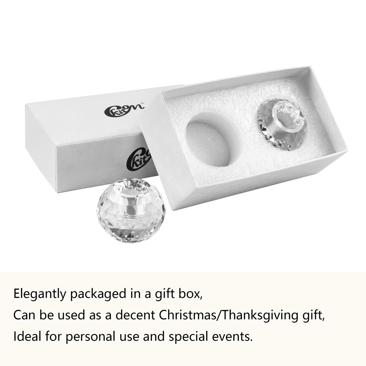 Kitcom Crystal Taper Candle Holders Multiple Faceted Designed Hand Cut Crystal Holders Wedding Banquet Decorations for Home W2.4xH1.8Inches Pack of 2, Comes with Gift Box