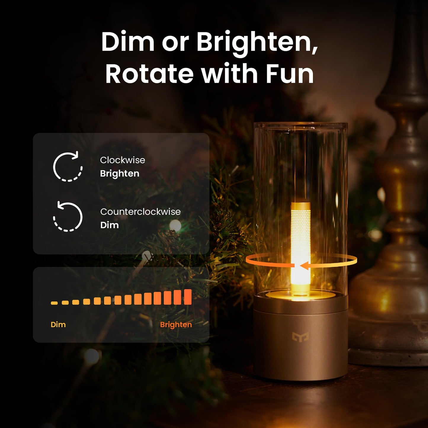YEELIGHT Cordless Table Lamp, Portable Ambient Lighting, 1800K Warm Amber Light, USB-C Rechargeable, Twist Dimming, Candlelight Breathing Mode, Battery Operated Lamp for Home, Table, Bar, Cafe Decor