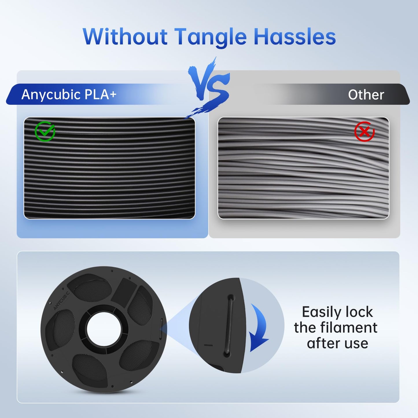 ANYCUBIC PLA+ 3D Printer Filament 1.75mm, High Toughness 3D Printing Filament, Dimensional Accuracy +/- 0.02mm, Print with Most FDM 3D Printers, Intelligent Identification，1KG Spool, Black
