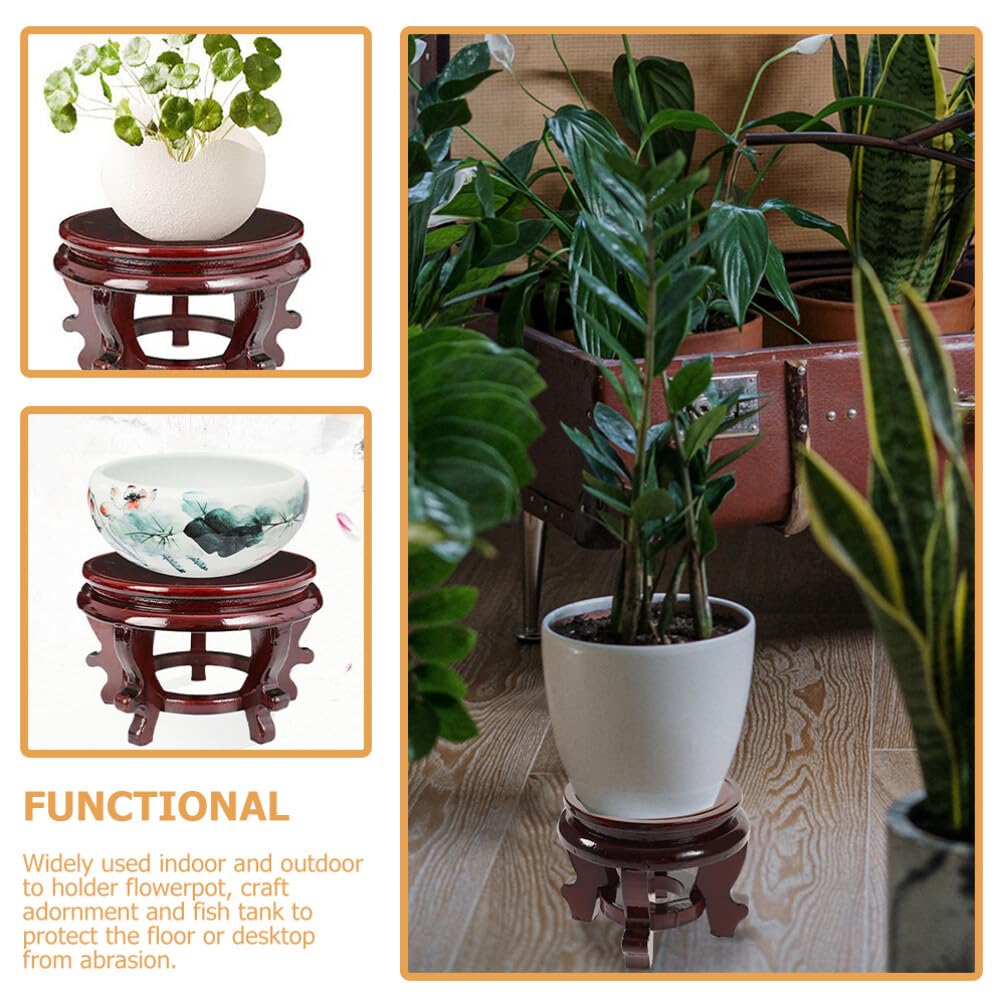 Vaguelly Wooden Plant Stand 6.3 Inch Indoor Flower Pot Holder Oriental Display Base for Succulents Vase Fishbowl Riser