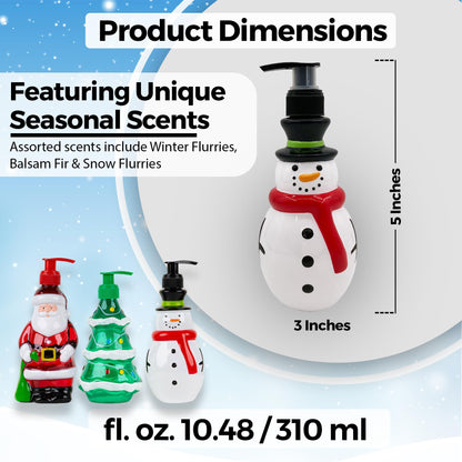 Simple Pleasures Snowman, Santa & Christmas Tree 3 Pack Holiday Soap Dispensers with Scented Liquid Soap: Decorative Hand Pump Refillable Christmas Soap Dispenser for Kitchen and Bathroom Sinks