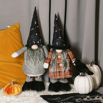 Ogrmar 2 Pack 29.5 Inch Halloween Plush Gnome Doll Handmade Swedish Gnome Scandinavian Tomte Stuffed with Retractable Spring Legs for Halloween Decorations Ornaments Holiday Home Decor