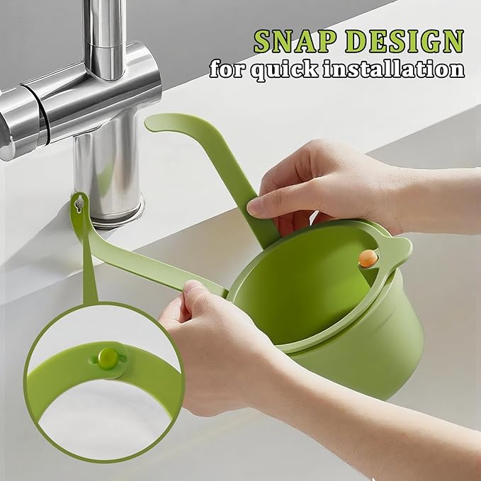 Sink Strainer Basket with One-Touch Drain Mesh, Snap-On Strap & Detachable